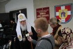 Патріарх Київський і всієї Руси-України Філарет у ході візиту на Волинь дає коротку прес-конференцію. Світлина Леоніда Максимова